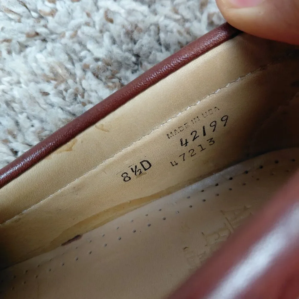 Allen Edmonds Woodstock Loafers Mens 8.5 D Brown Leather Kilted Braided Bow